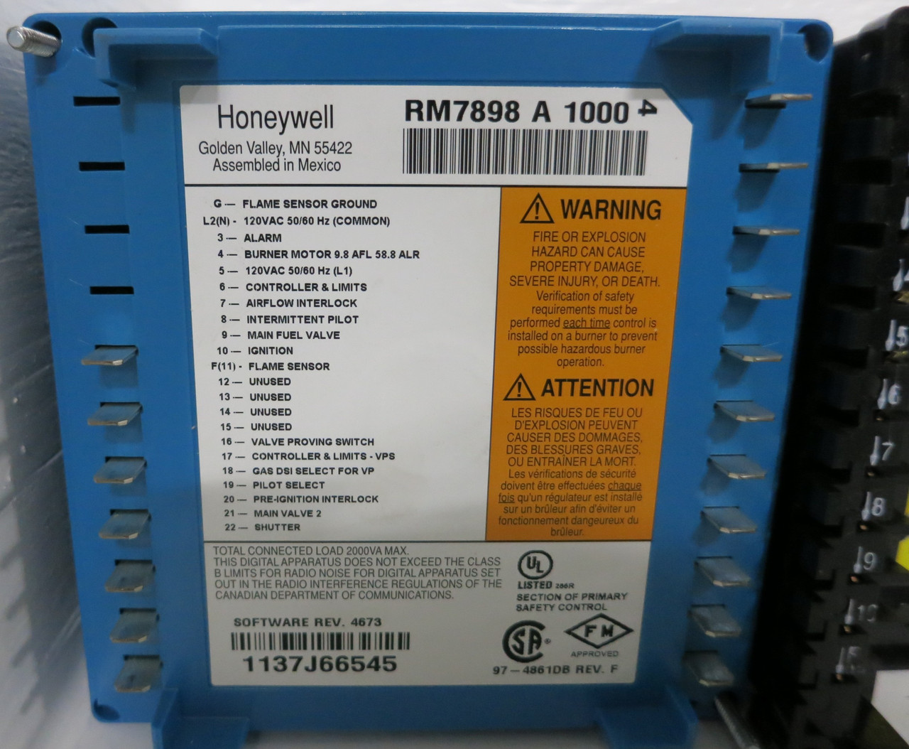 Honeywell RM7898-A-1000 Burner Control Module Temperature